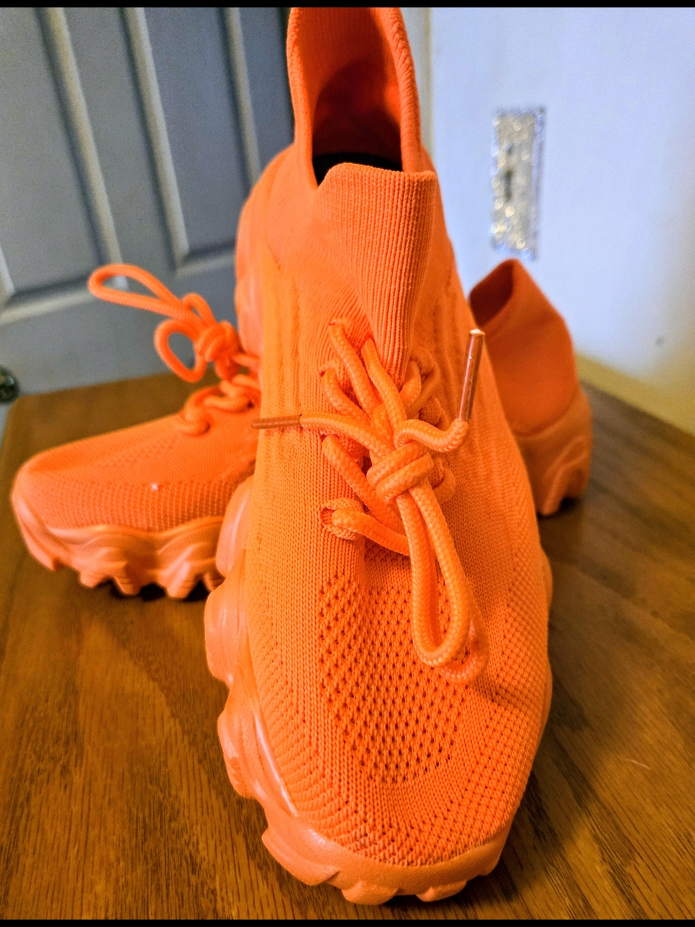 Bright Orange Knit Sock Sneakers